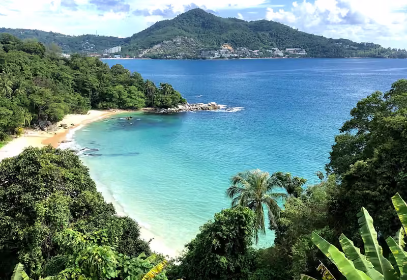 Tropical beach viewed from a hill, Phuket