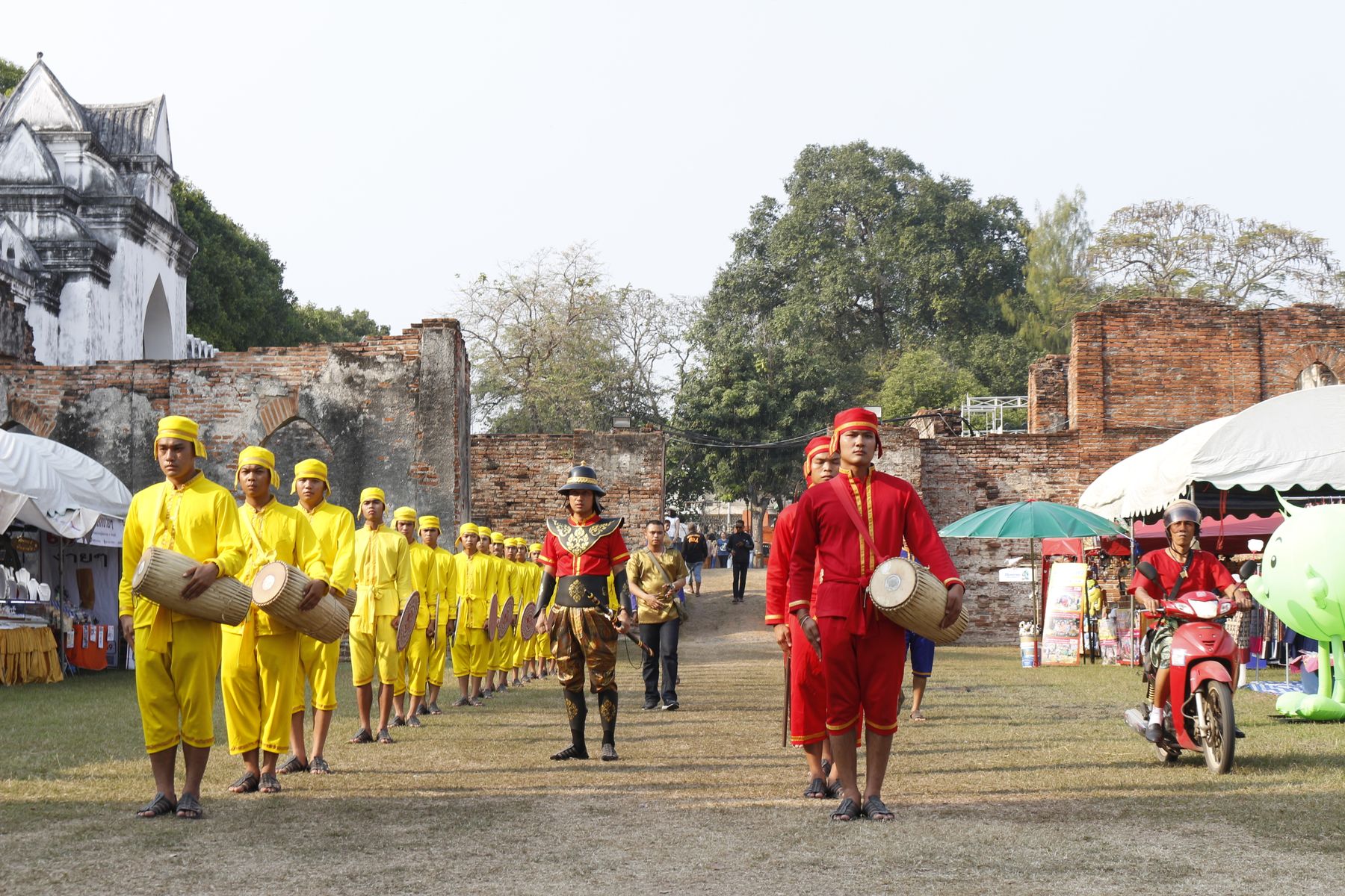 Traditional drummers taking part in a Thai cultural festival