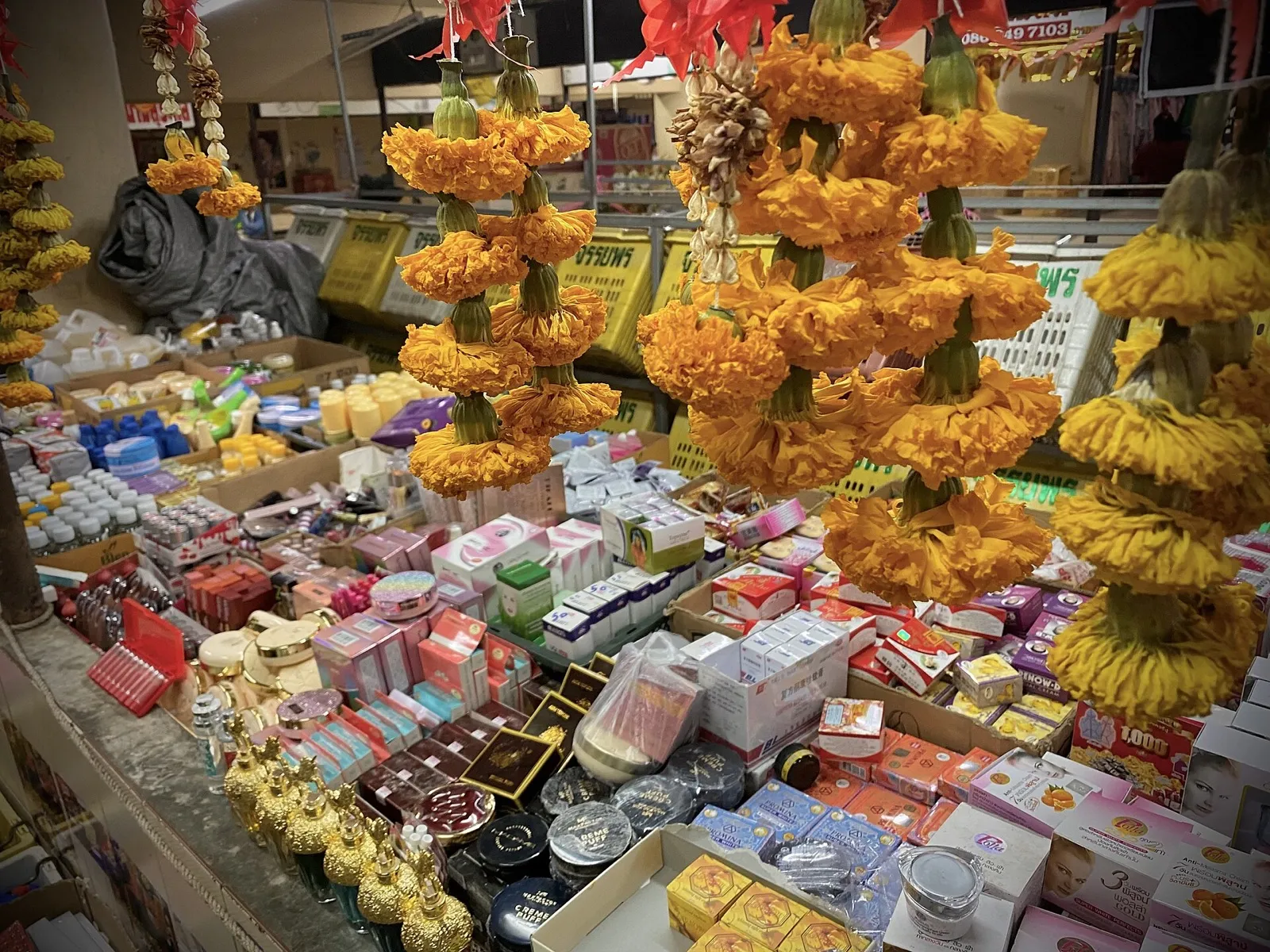 Marigold garlands at Phuket Town Central Market
