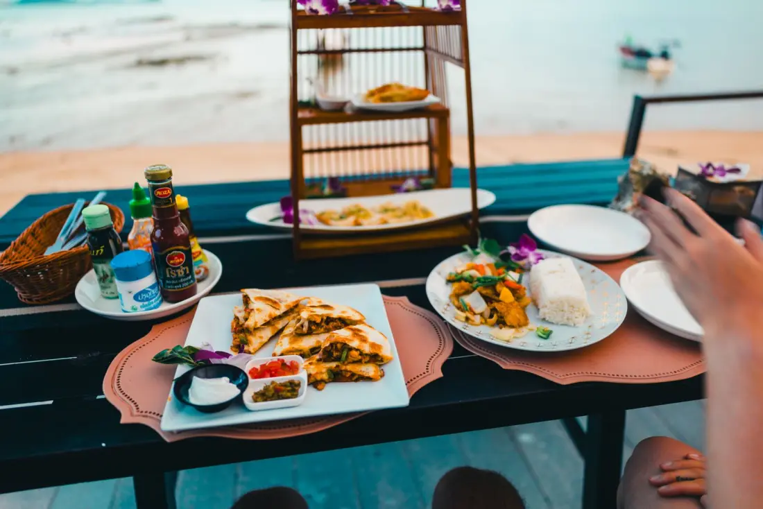 A Thai meal served beside the sea in Phuket