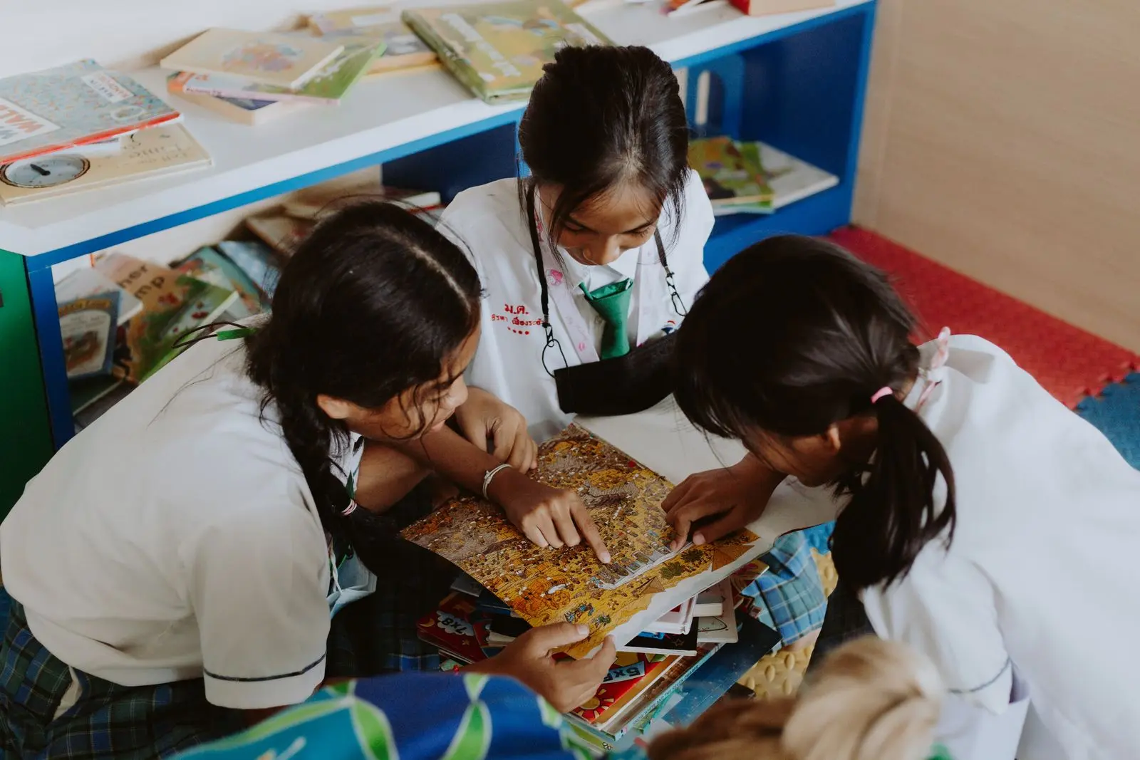 School students studying together in Thailand