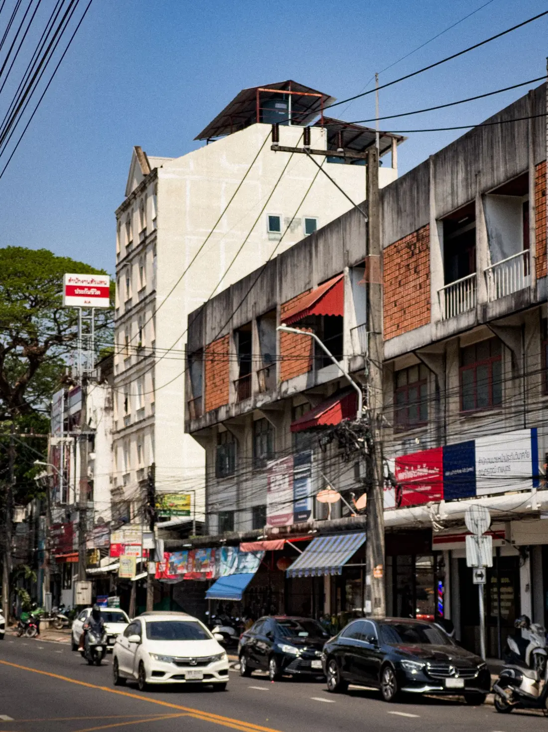Traditional Phuket Old Town buildings and a lived-in city street