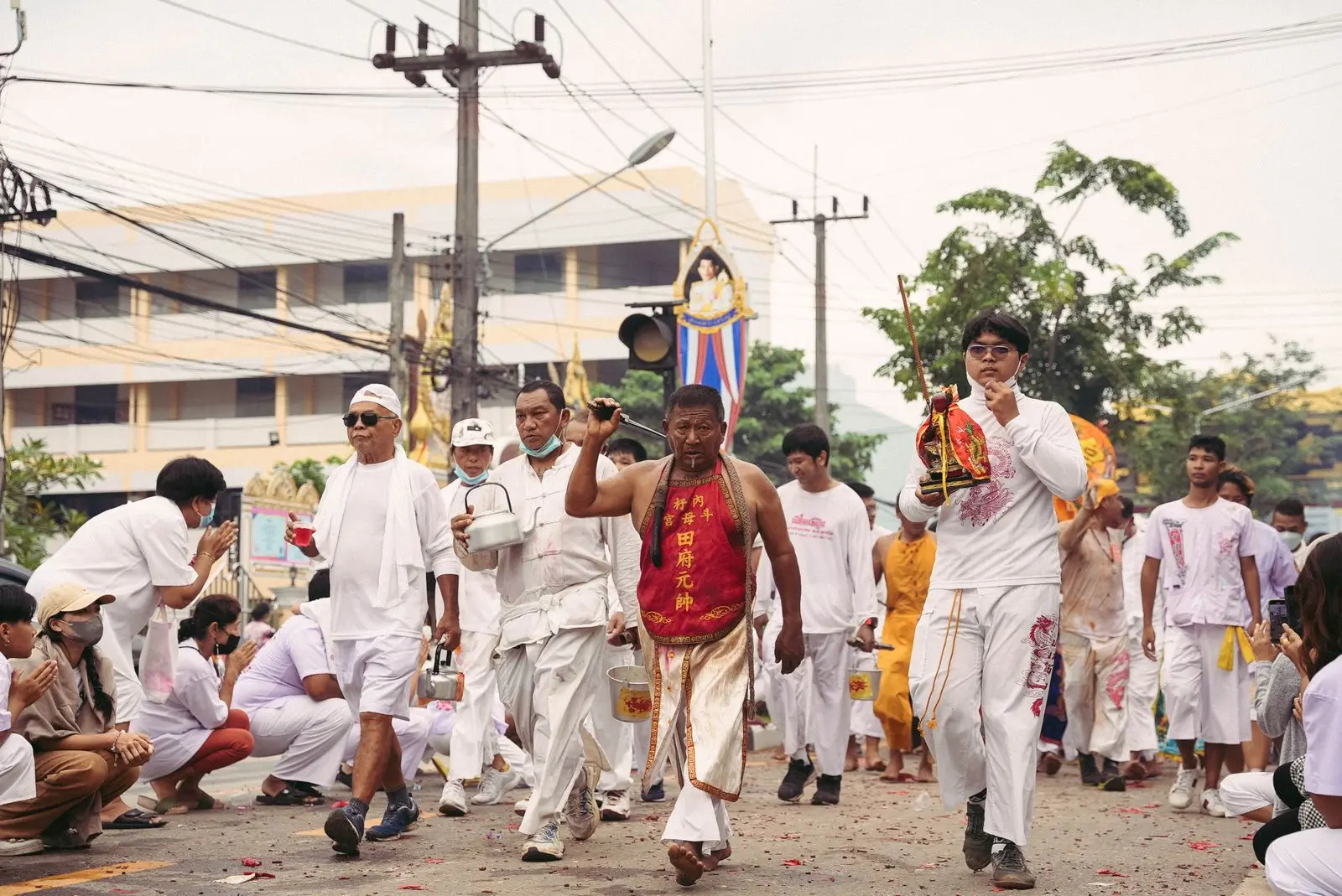 Traditional street procession during the Phuket Vegetarian Festival